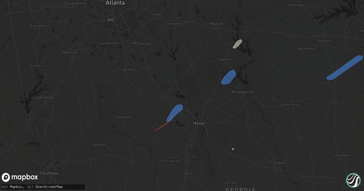 Hail map in Juliette, GA on June 18, 2026