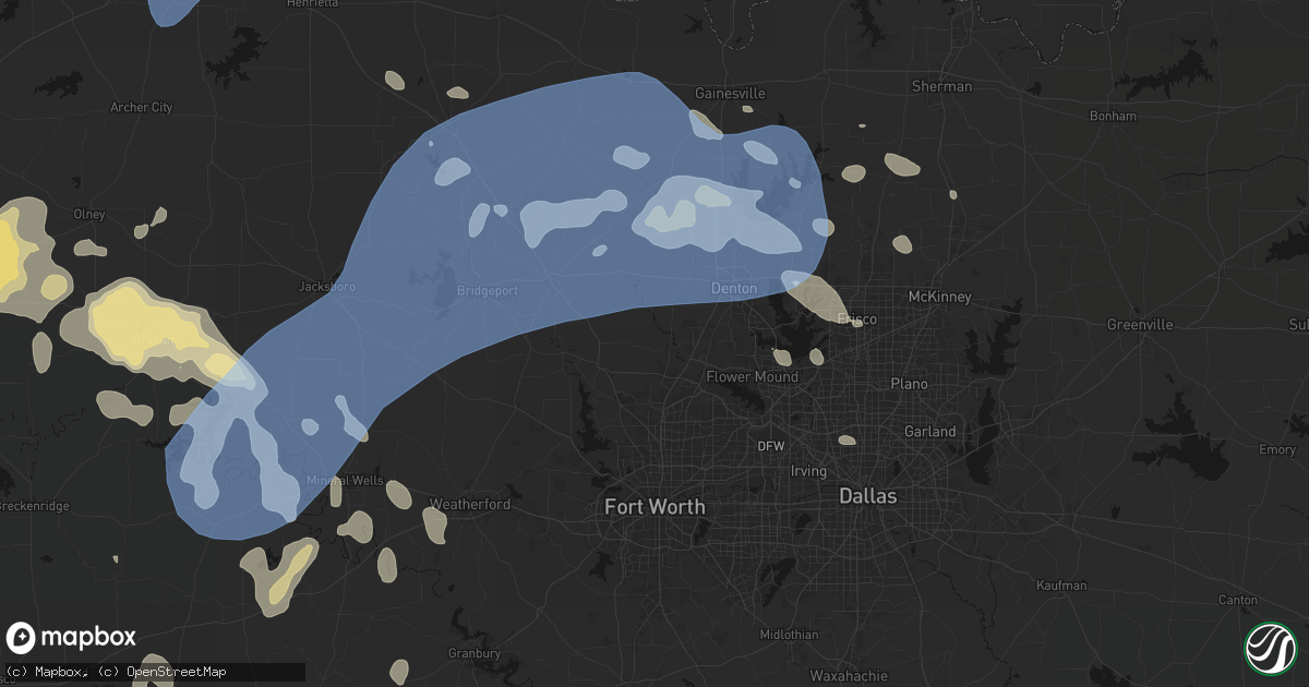 Hail map in Justin, TX on June 18, 2026