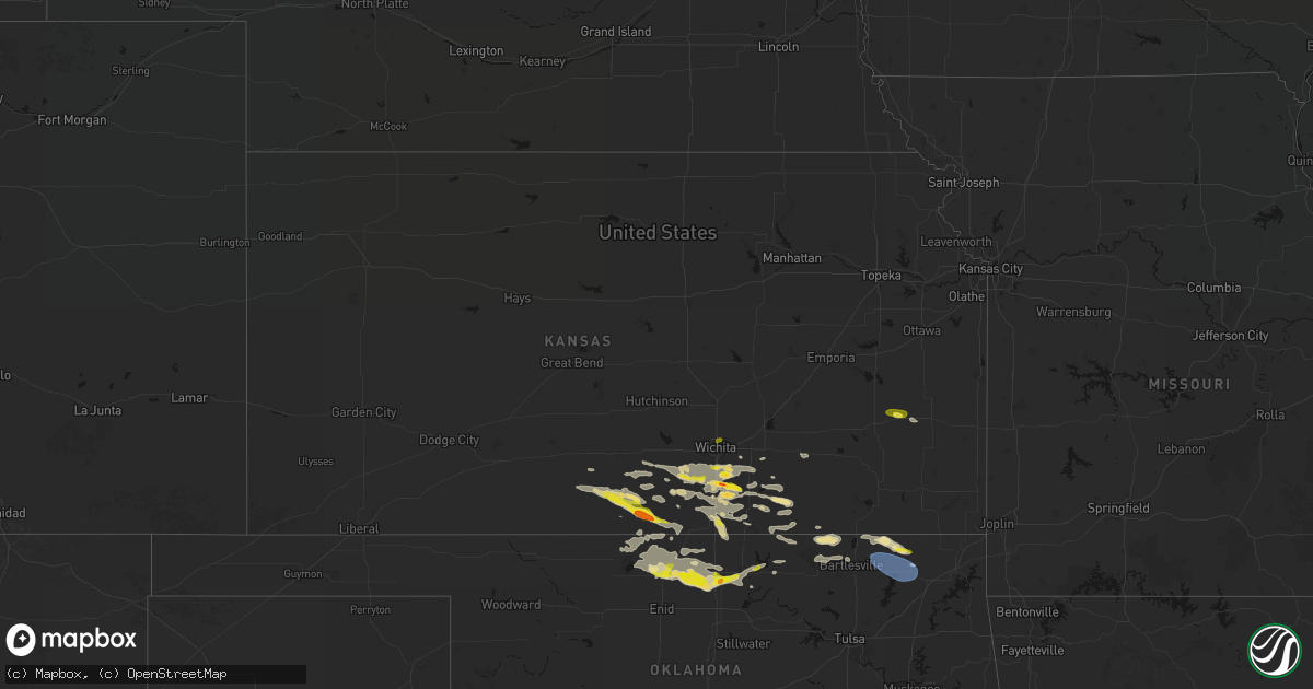 Hail map in Kansas on June 18, 2026