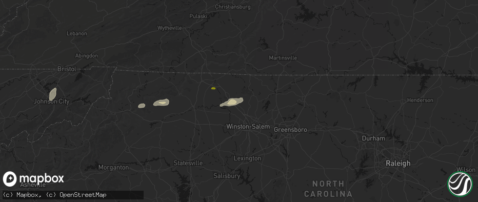 Hail map in King, NC on June 18, 2026