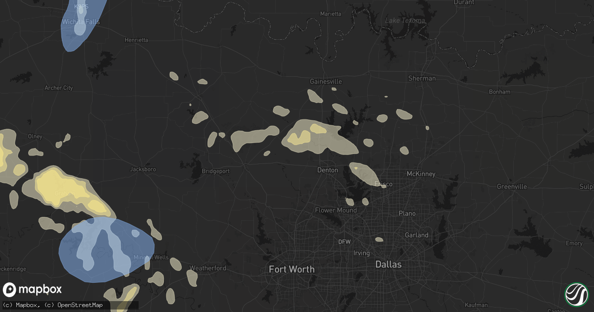Hail map in Krum, TX on June 18, 2026