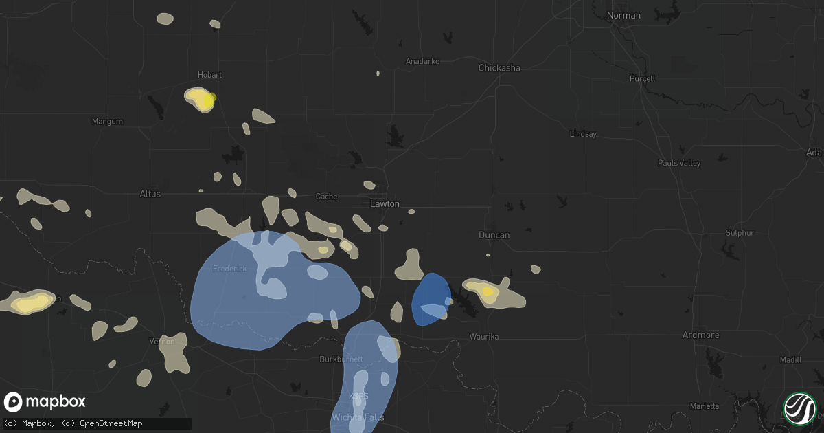 Hail map in Lawton, OK on June 18, 2026