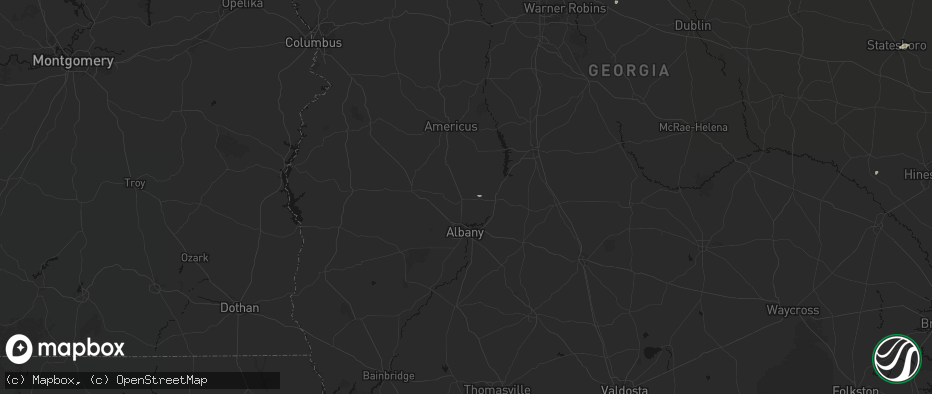 Hail map in Leesburg, GA on June 18, 2026