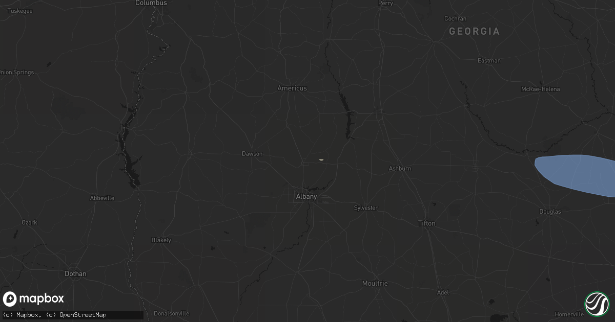 Hail map in Leesburg, GA on June 18, 2026