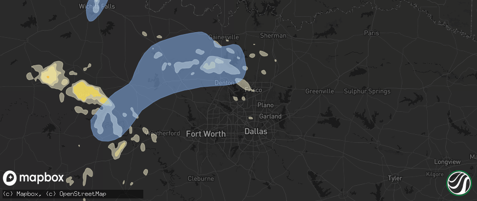 Hail map in Lewisville, TX on June 18, 2026