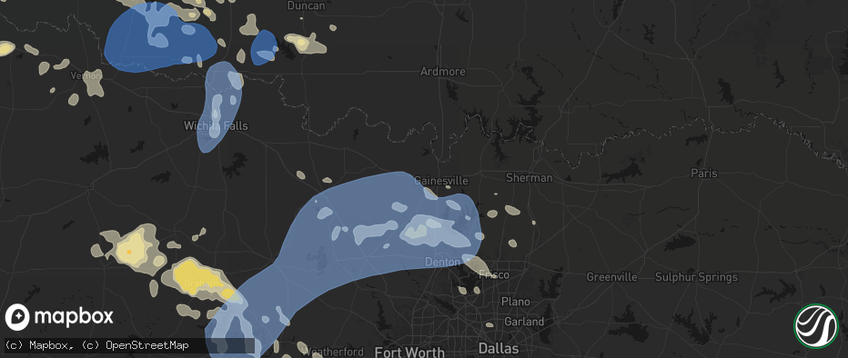 Hail map in Lindsay, TX on June 18, 2026