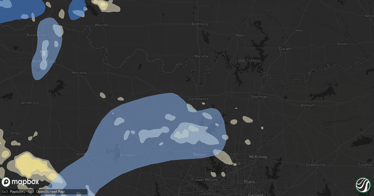 Hail map in Lindsay, TX on June 18, 2026