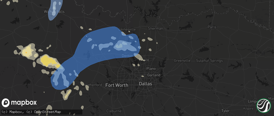 Hail map in Little Elm, TX on June 18, 2026