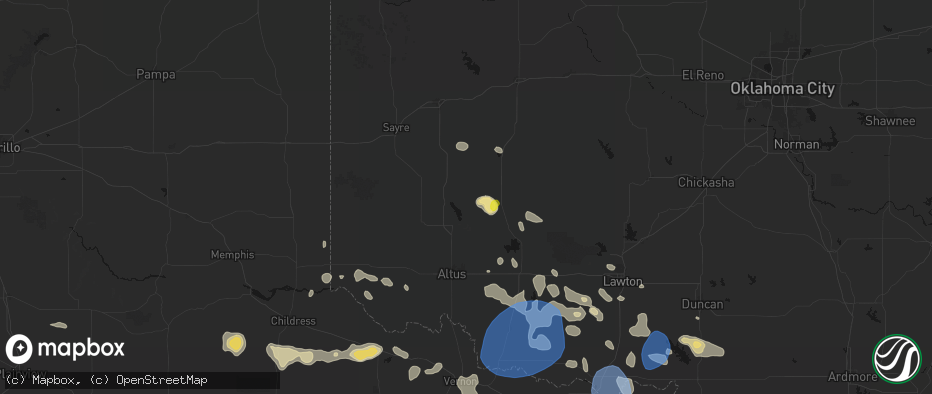 Hail map in Lone Wolf, OK on June 18, 2026
