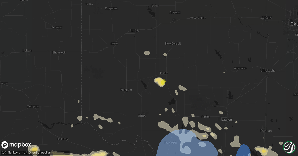 Hail map in Lone Wolf, OK on June 18, 2026