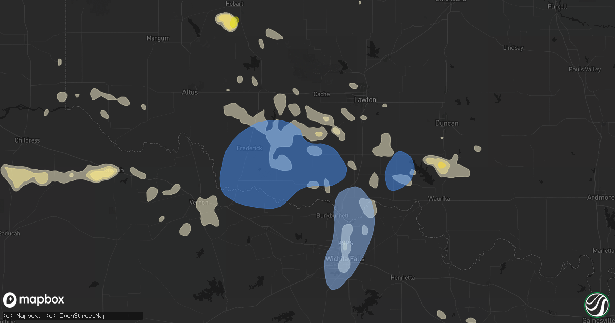 Hail map in Loveland, OK on June 18, 2026