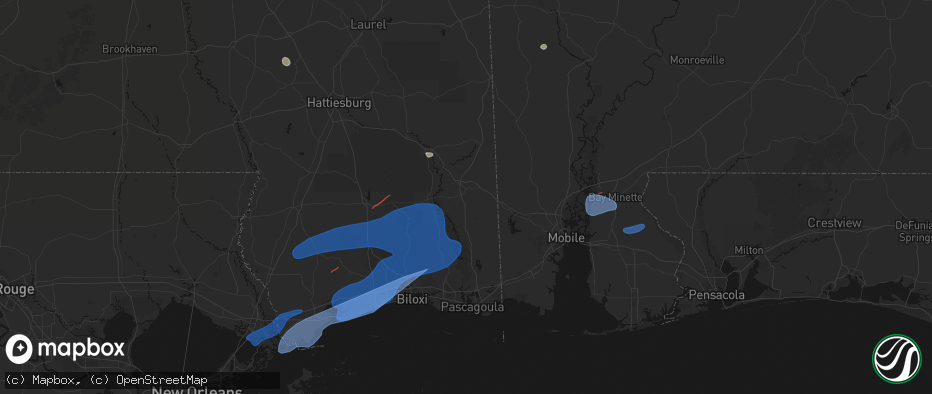 Hail map in Lucedale, MS on June 18, 2026