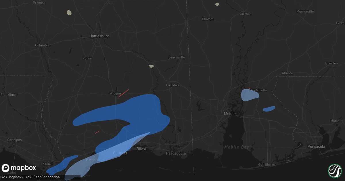 Hail map in Lucedale, MS on June 18, 2026