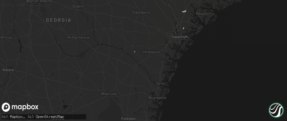 Hail map in Ludowici, GA on June 18, 2026