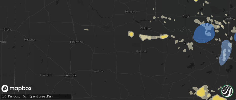 Hail map in Matador, TX on June 18, 2026