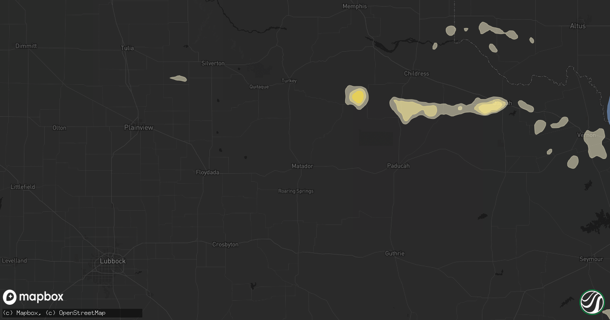Hail map in Matador, TX on June 18, 2026