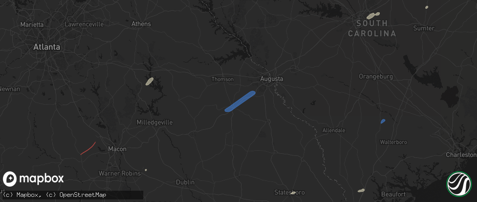 Hail map in Matthews, GA on June 18, 2026