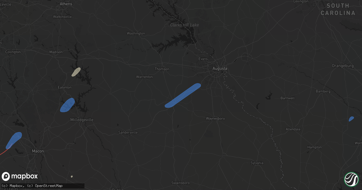 Hail map in Matthews, GA on June 18, 2026