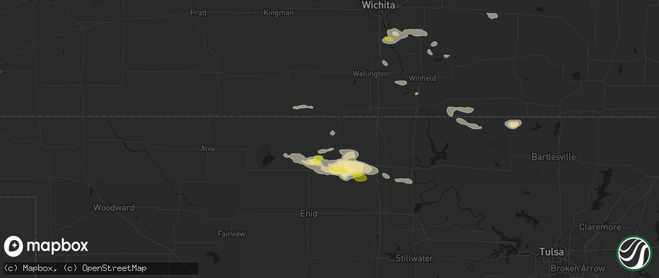 Hail map in Medford, OK on June 18, 2026