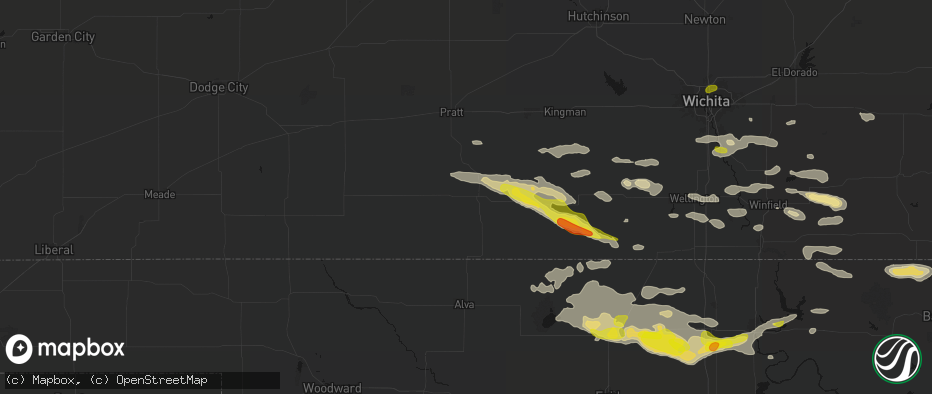 Hail map in Medicine Lodge, KS on June 18, 2026