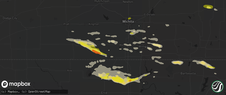 Hail map in Milan, KS on June 18, 2026