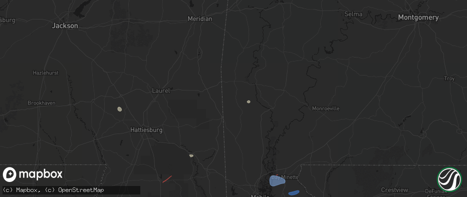 Hail map in Millry, AL on June 18, 2026