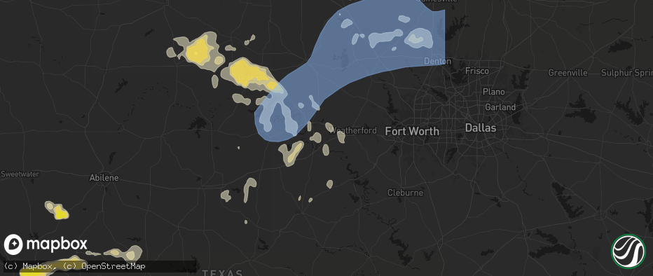 Hail map in Millsap, TX on June 18, 2026