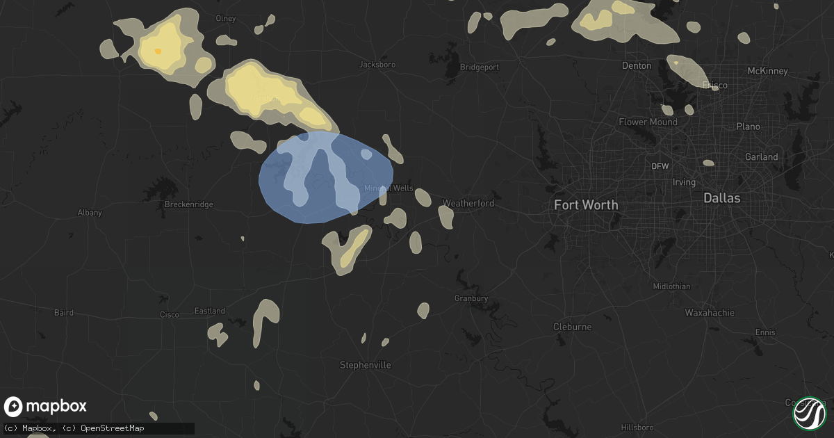 Hail map in Millsap, TX on June 18, 2026
