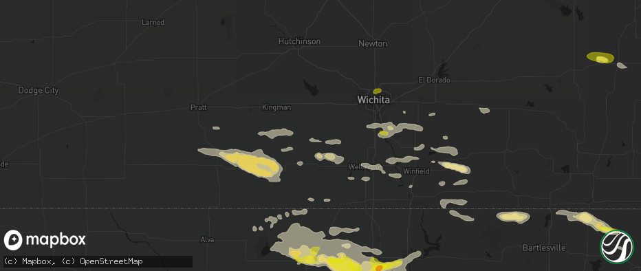 Hail map in Milton, KS on June 18, 2026