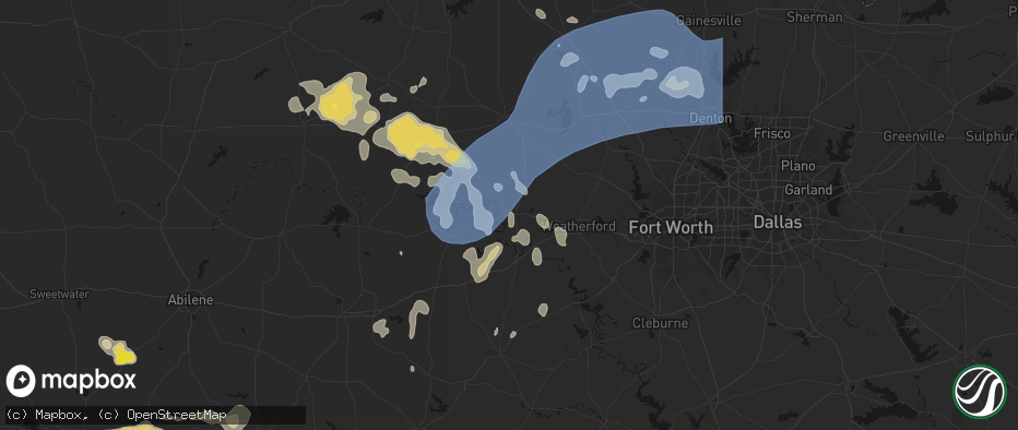 Hail map in Mineral Wells, TX on June 18, 2026