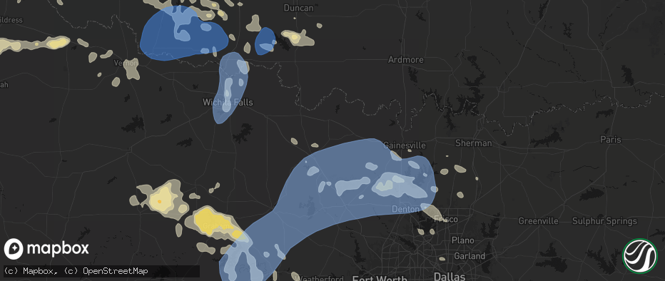 Hail map in Montague, TX on June 18, 2026