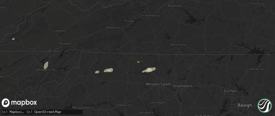 Hail map in Mount Airy, NC on June 18, 2026
