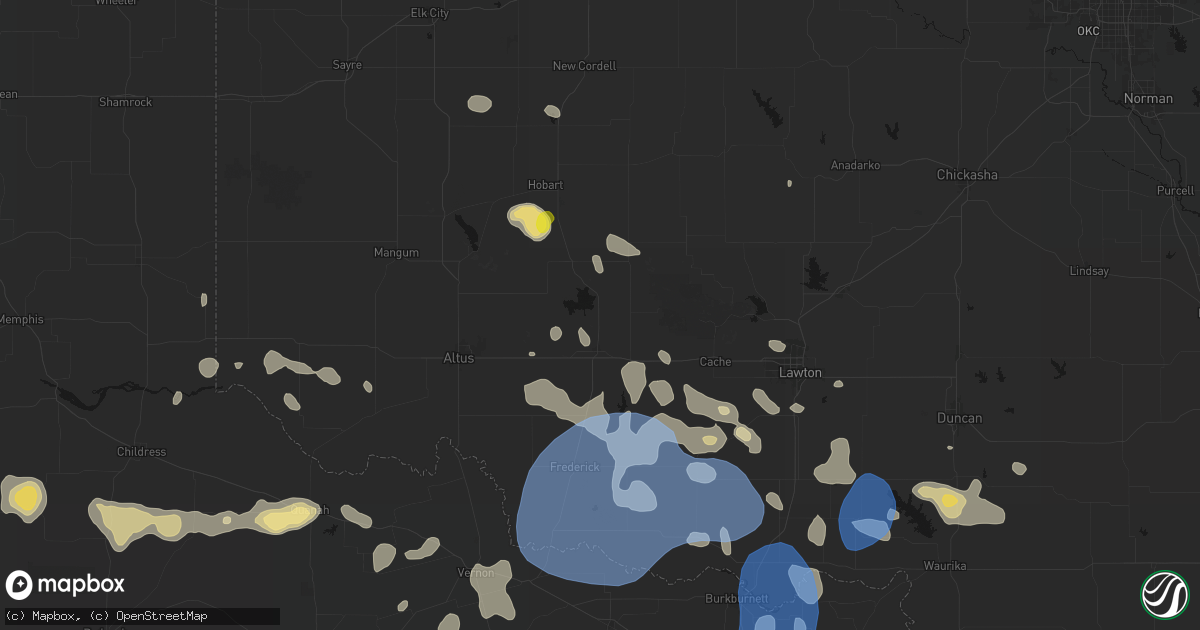 Hail map in Mountain Park, OK on June 18, 2026