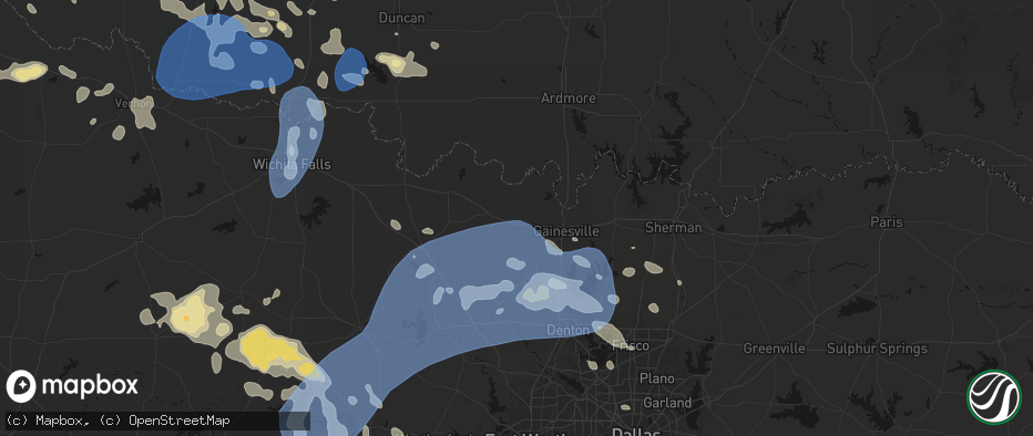 Hail map in Muenster, TX on June 18, 2026