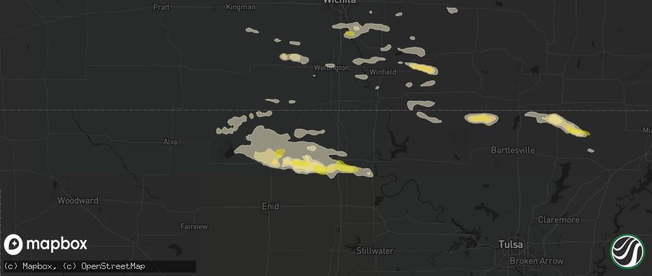 Hail map in Nardin, OK on June 18, 2026