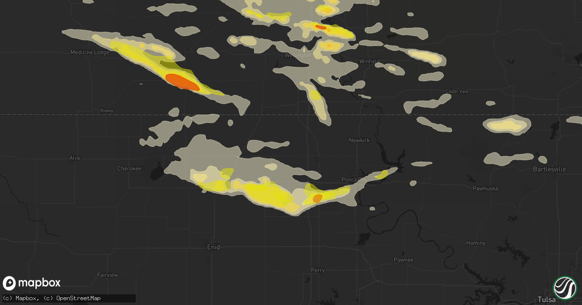 Hail map in Nardin, OK on June 18, 2026