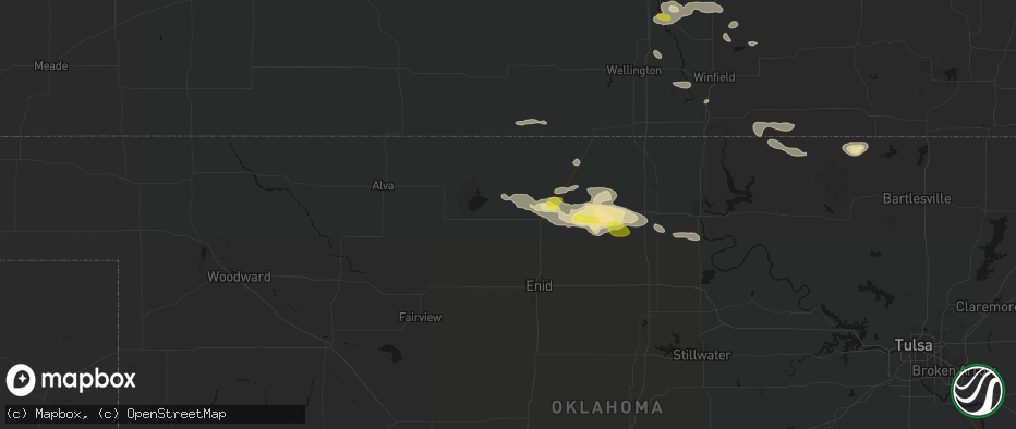 Hail map in Nash, OK on June 18, 2026