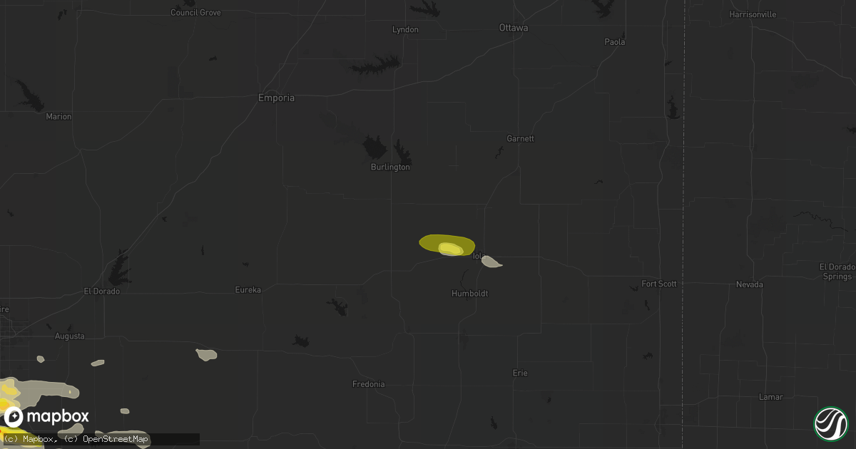 Hail map in Neosho Falls, KS on June 18, 2026