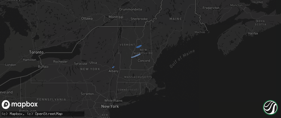 Hail map in New Hampshire on June 18, 2026