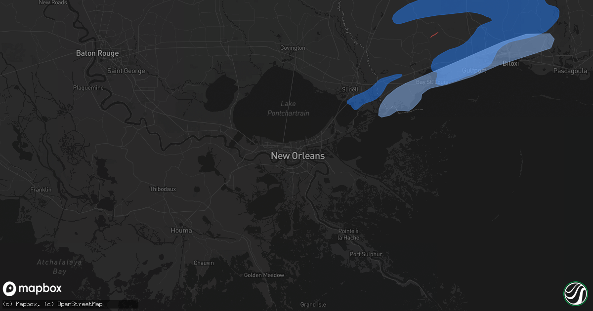 Hail map in New Orleans, LA on June 18, 2026