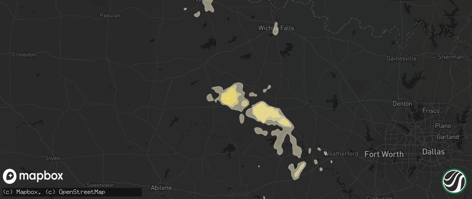 Hail map in Newcastle, TX on June 18, 2026