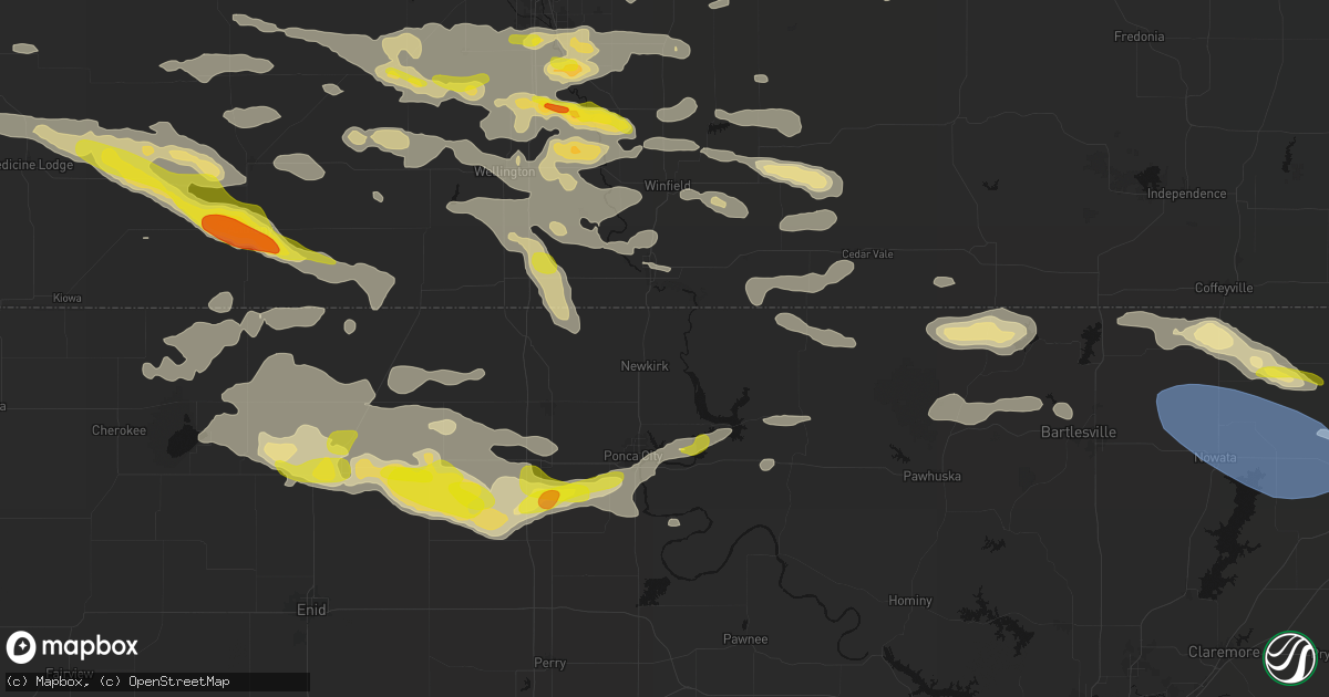 Hail map in Newkirk, OK on June 18, 2026