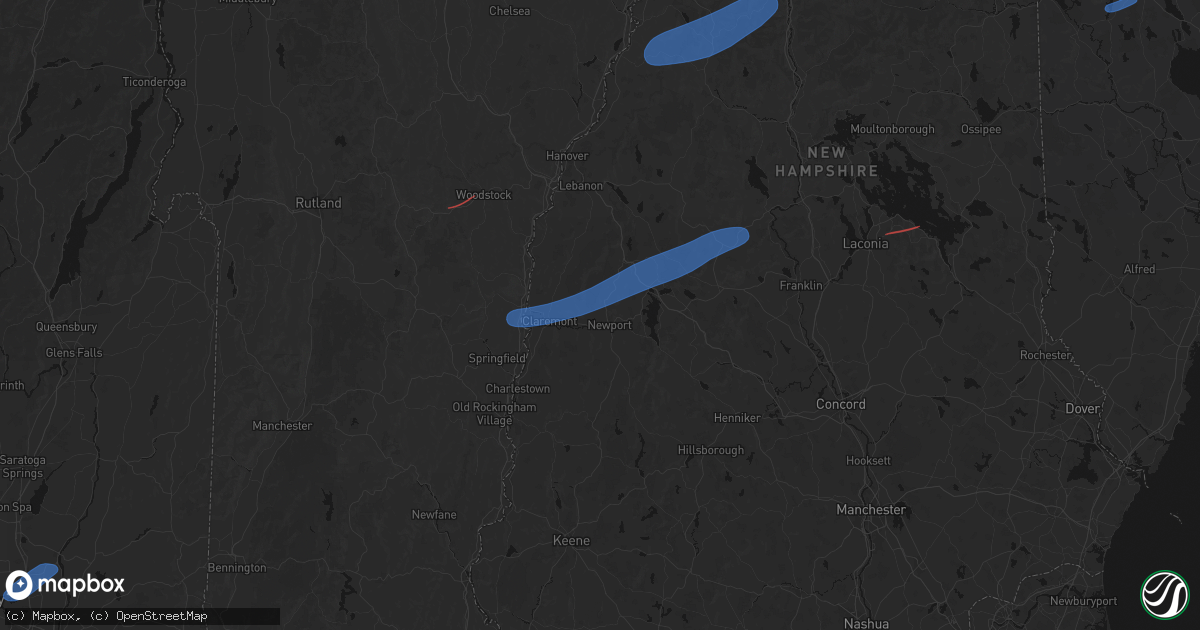 Hail map in Newport, NH on June 18, 2026