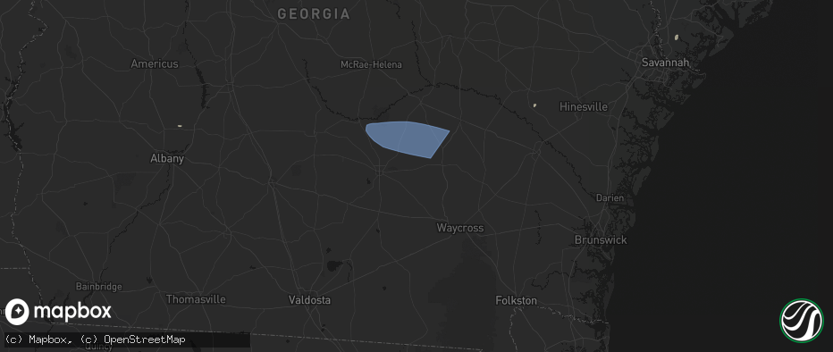 Hail map in Nicholls, GA on June 18, 2026