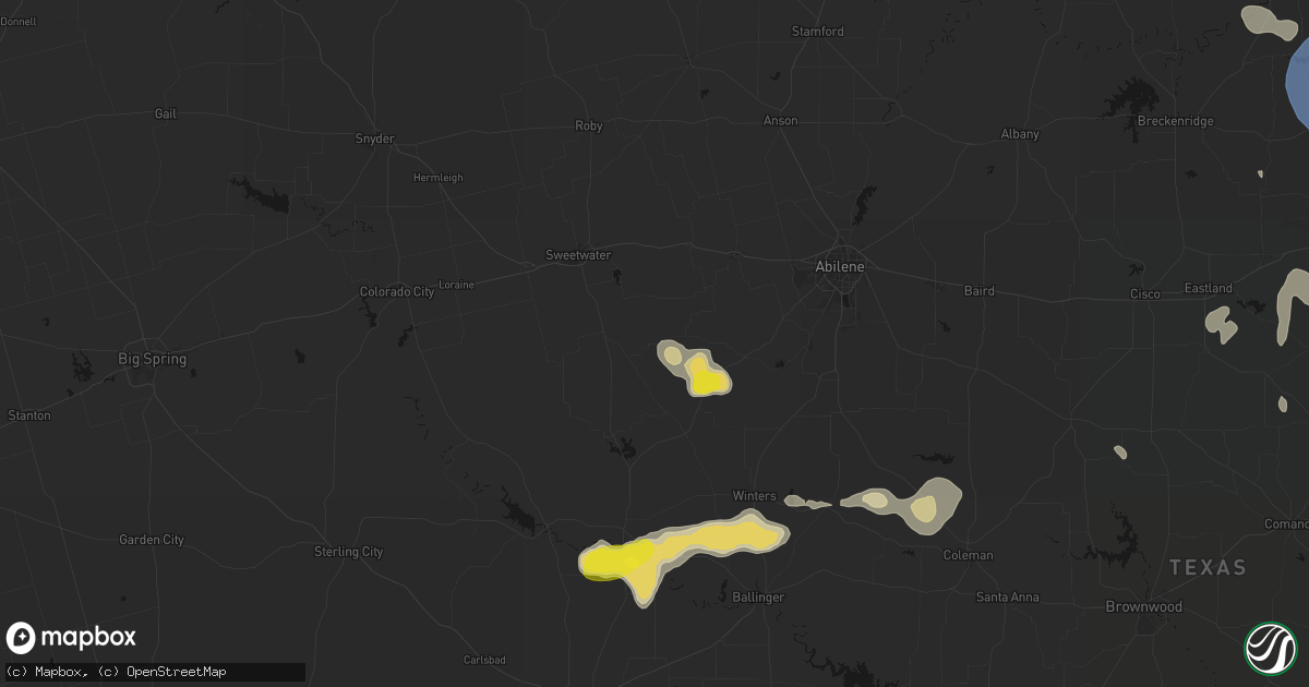 Hail map in Nolan, TX on June 18, 2026