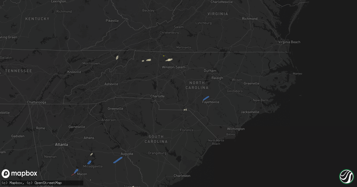 Hail map in North Carolina on June 18, 2026