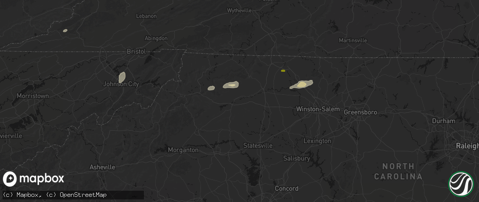 Hail map in North Wilkesboro, NC on June 18, 2026