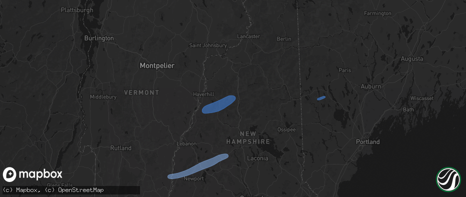 Hail map in North Woodstock, NH on June 18, 2026