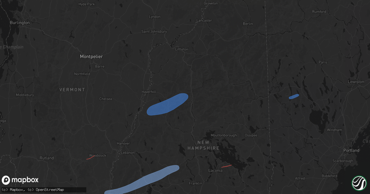 Hail map in North Woodstock, NH on June 18, 2026