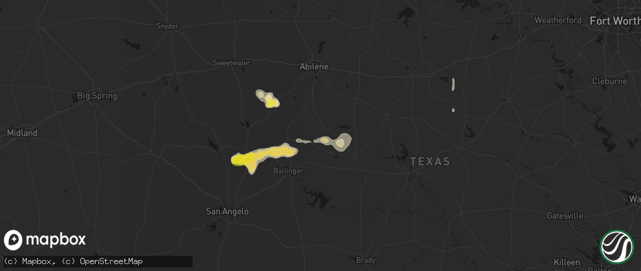 Hail map in Novice, TX on June 18, 2026